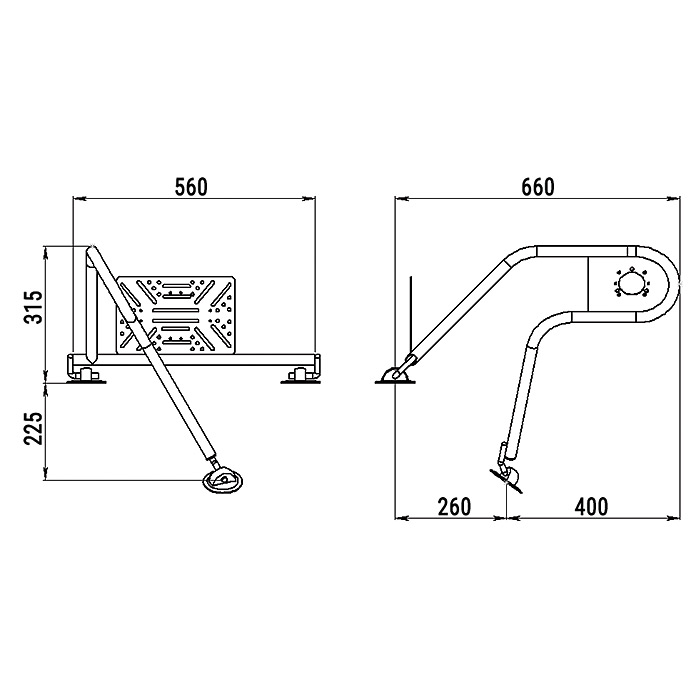 Стойка рулевая с креплением на баллон надувной лодки 25мм 