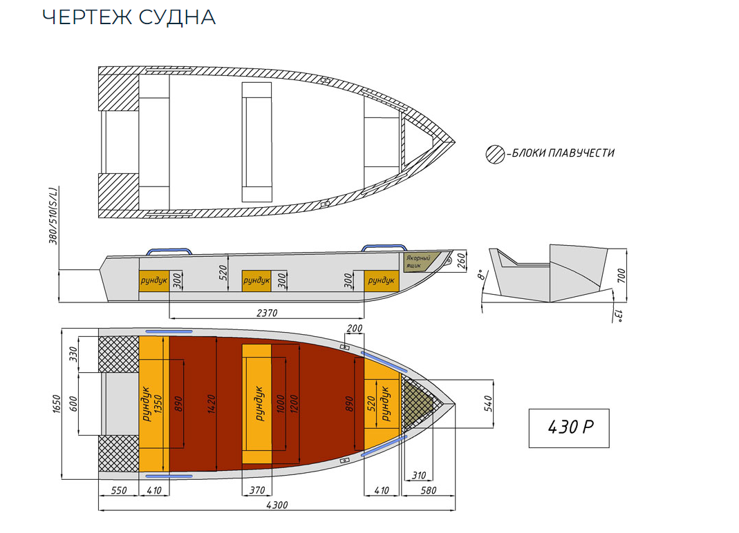Алюминиевая лодка  Wyatboat-430 Р 