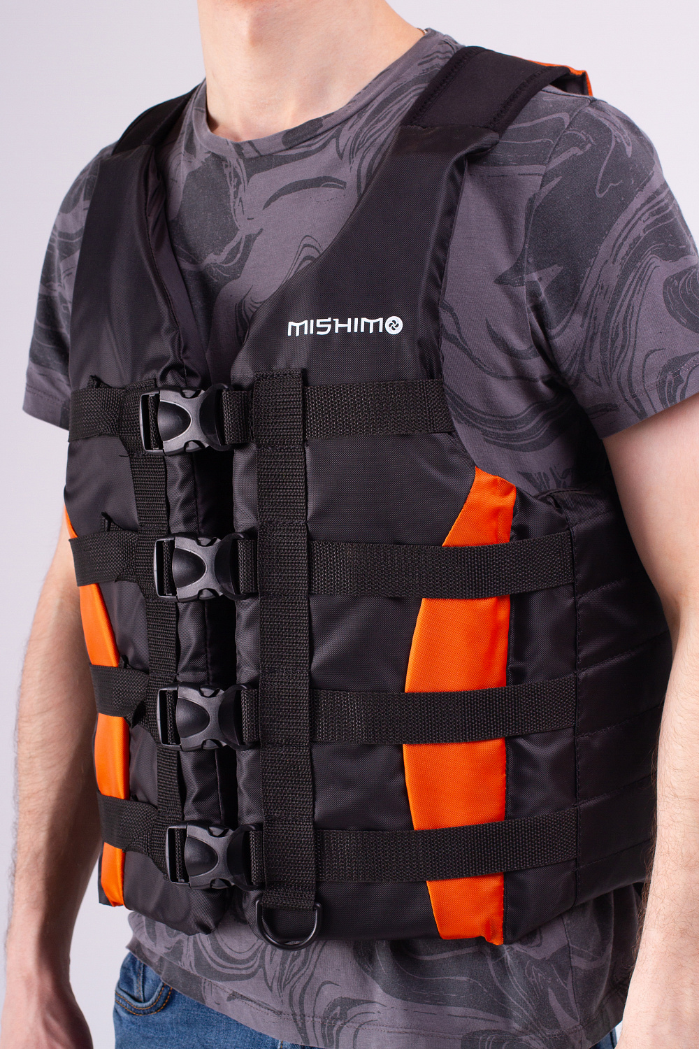 Жилет спасательный MISHIMO PRO Премиум качества Черно-оранжевый 